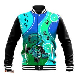 Personalised Australia Lizard Baseball Jacket Aboriginal Tribal Art Stylization
