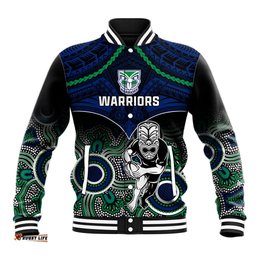 Warriors Rugby Baseball Jacket NZ Aboriginal Mix Polynesian Pattern