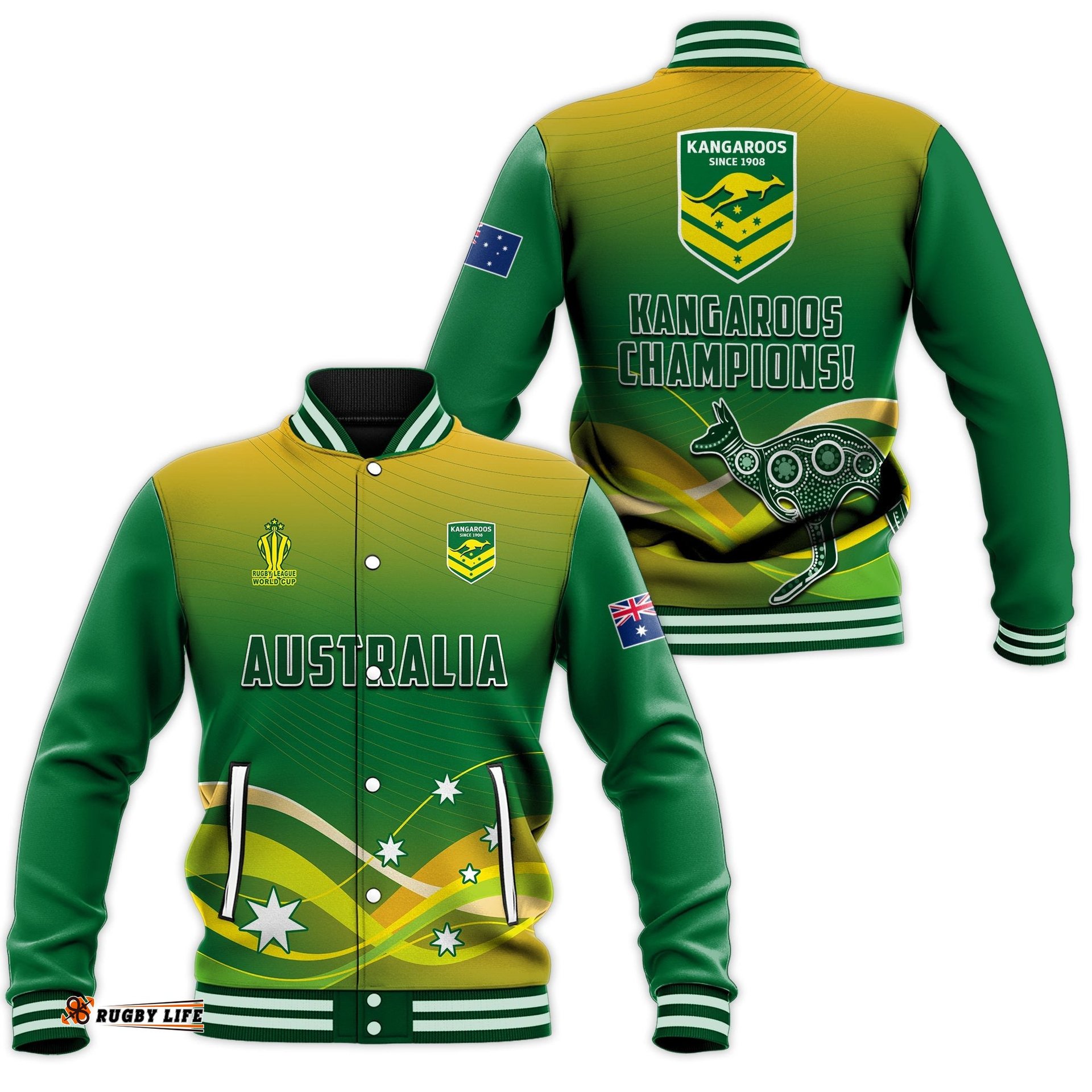 Australia Rugby Baseball Jacket Champions RLWC Kangaroos World Cup Rugby