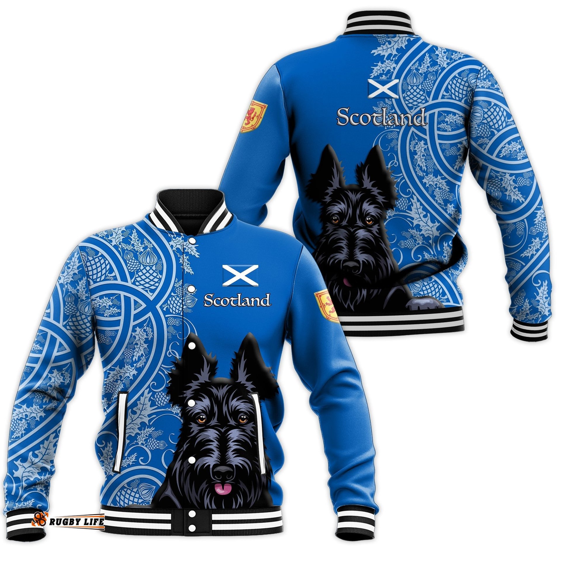 Scottish Terrier With Thistle Baseball Jacket