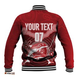 Personalised Dolphins Rugby Baseball Jacket Aboriginal Boomerang Artsy Style
