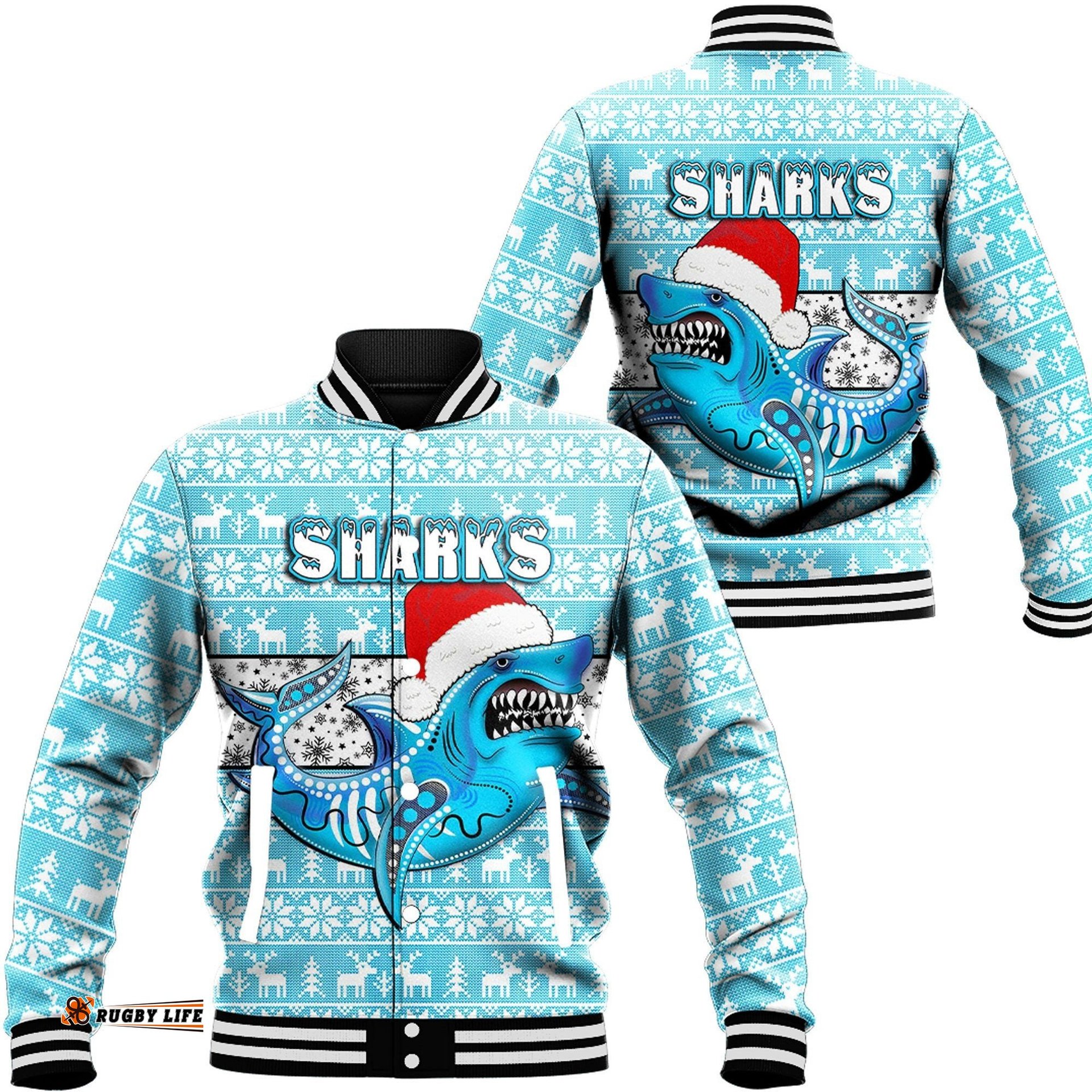 Vibe Hoodie Clothing - Cronulla-Sutherland Sharks Christmas Baseball Jackets