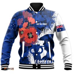 Vibe Hoodie Clothing - Custom Anzac Day Silhouette Soldier Baseball Jacket