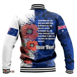 Vibe Hoodie Clothing - Custom Anzac Day Silhouette Soldier Baseball Jacket