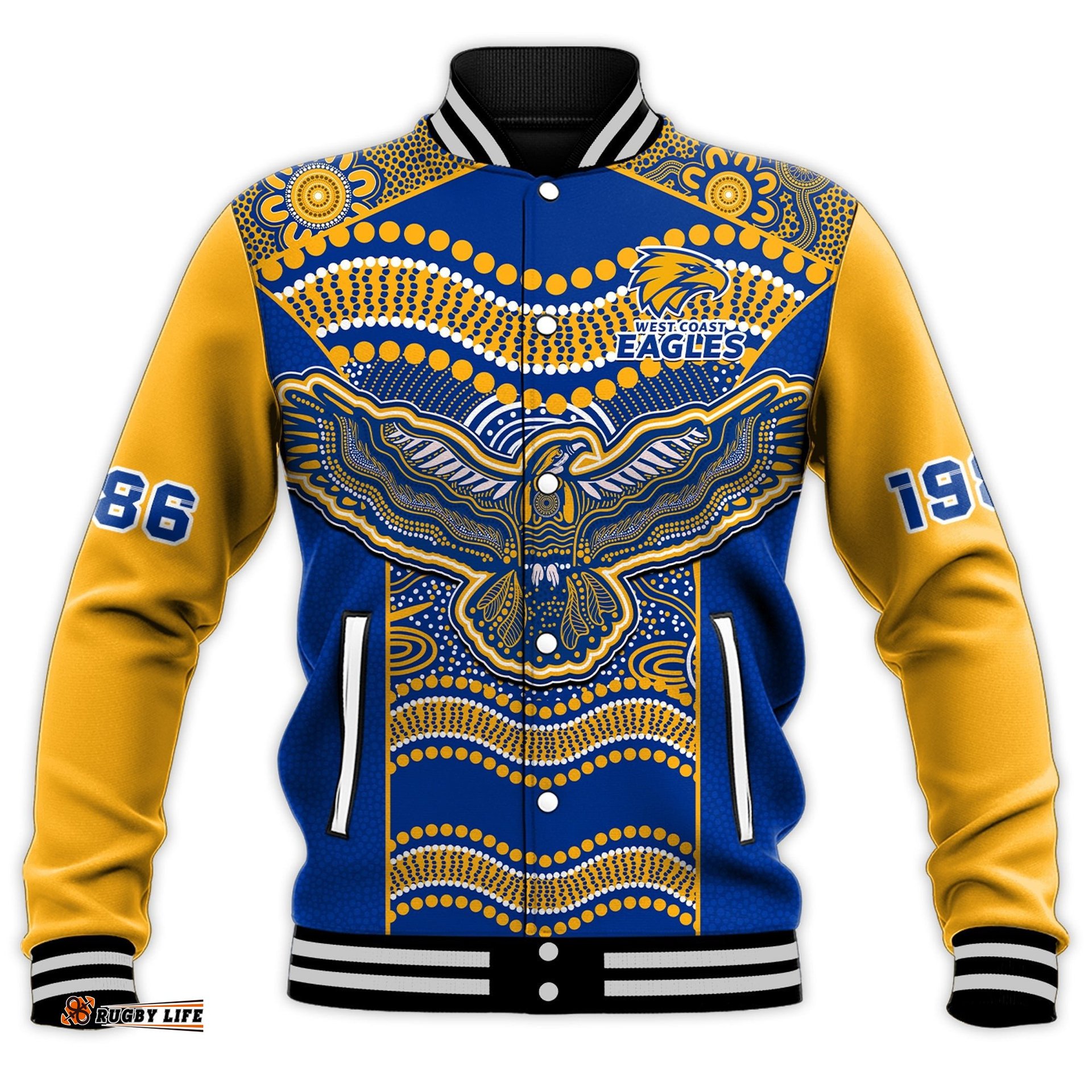Eagles Football Baseball Jacket West Coast 1986 Aboriginal Sporty Style