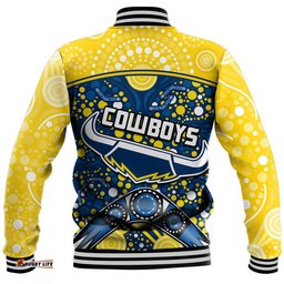Cowboys Rugby Baseball Jacket Boomerang Indigenous Dots