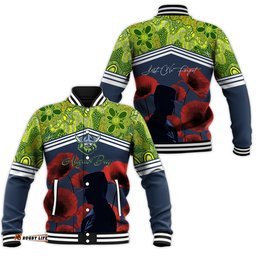 Raiders Rugby Baseball Jacket Anzac Day Lest We Forget