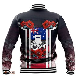 Vibe Hoodie Clothing - Australia Anzac Day Poppy Aboriginal Pattern Baseball Jacket
