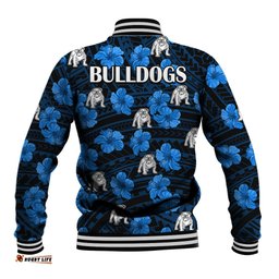 Bulldogs Rugby Baseball Jacket Polynesian Style With Hibiscus