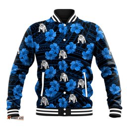 Bulldogs Rugby Baseball Jacket Polynesian Style With Hibiscus