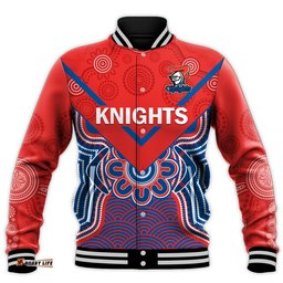 Custom Text And Number Knights Rugby Baseball Jacket Novocastrians 1987 Aboriginal Art