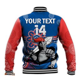 Custom Text And Number Knights Rugby Baseball Jacket Novocastrians 1987 Aboriginal Art