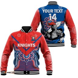 Custom Text And Number Knights Rugby Baseball Jacket Novocastrians 1987 Aboriginal Art