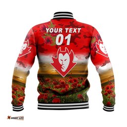 Custom Personalised Federal Football Club ANZAC Baseball Jacket Poppy Vibes