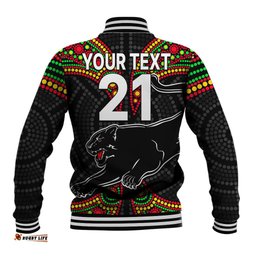 Custom Text And Number Panthers Liquorice Allsorts Rugby Aboriginal Baseball Jacket