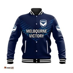 Custom Personalised Melbourne Victory Big V Baseball Jacket Soccer Club Original Style - Blue