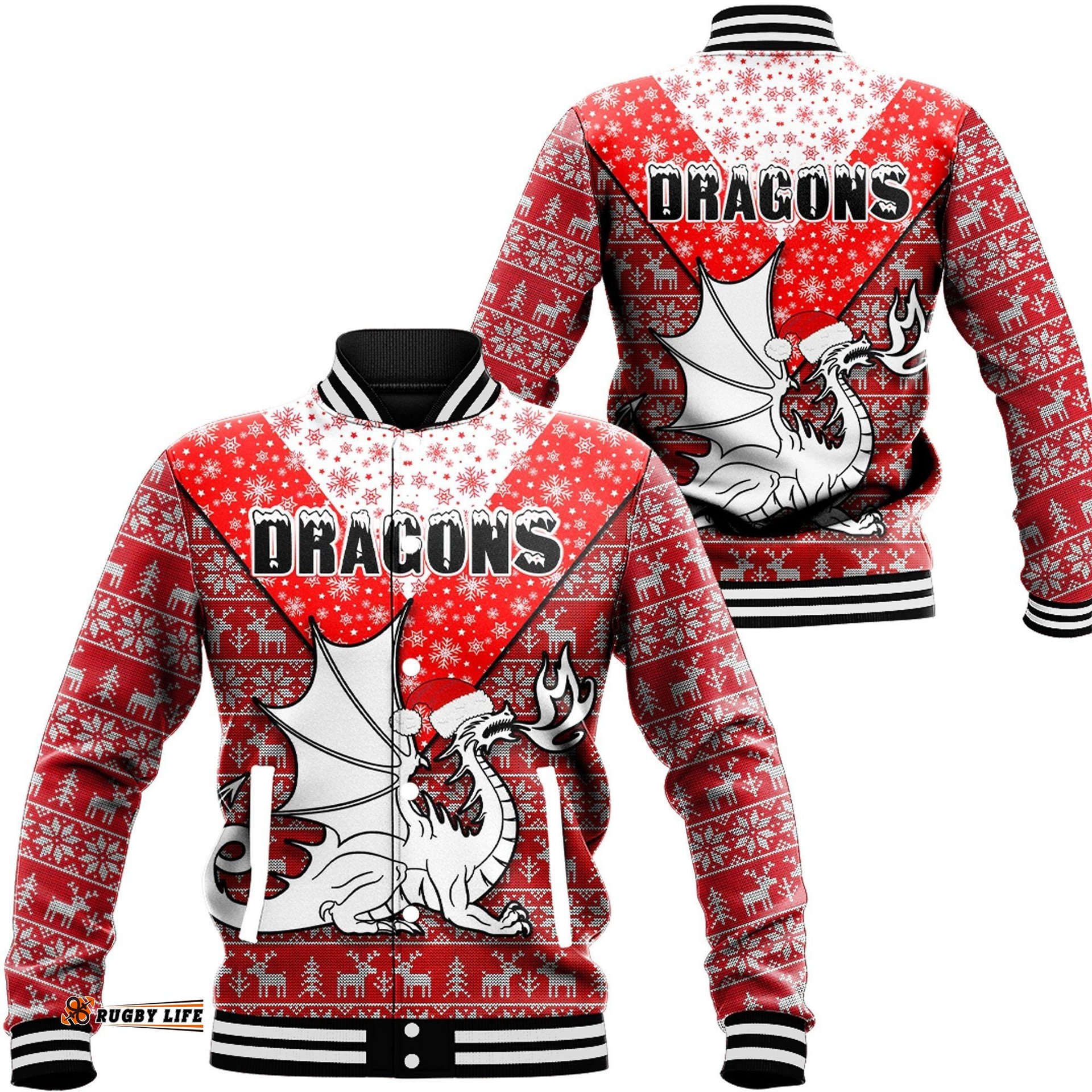 Vibe Hoodie Clothing - St. George Illawarra Dragons Christmas Baseball Jackets