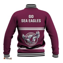 Sea Eagles Rugby Baseball Jacket Manly Warringah Maroon Sporty Style