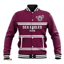 Sea Eagles Rugby Baseball Jacket Manly Warringah Maroon Sporty Style