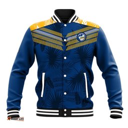 Parramatta Eels Rugby Baseball Jacket Simple Hawaiian Palms Leaf