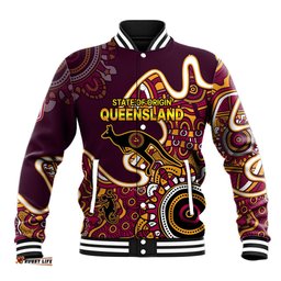 Queensland Rugby Baseball Jacket State of Origin Go Maroons Indigenous Tribal