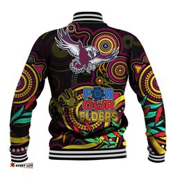 Sea Eagles Rugby Aboriginal Art Baseball Jacket NAIDOC Indigenous Tribal