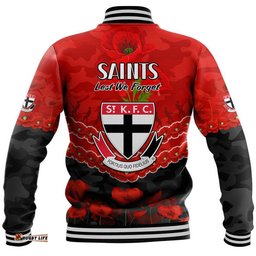 St Kilda Saints Football ANZAC Baseball Jacket Lest We Forget