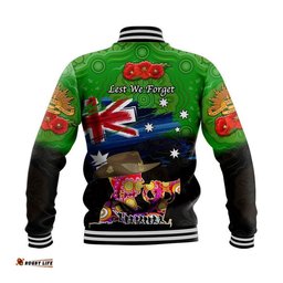 Australia Aboriginal ANZAC Baseball Jacket Remembrance Vibes - Green