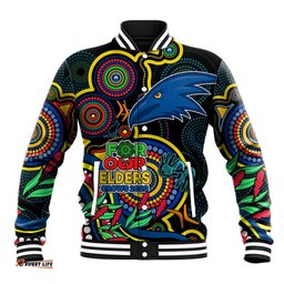 Custom Crows Football Aboriginal Art Baseball Jacket NAIDOC Indigenous Tribal