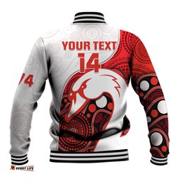 Custom Text And Number Swans Football Baseball Jacket Go Swannies Indigenous Art