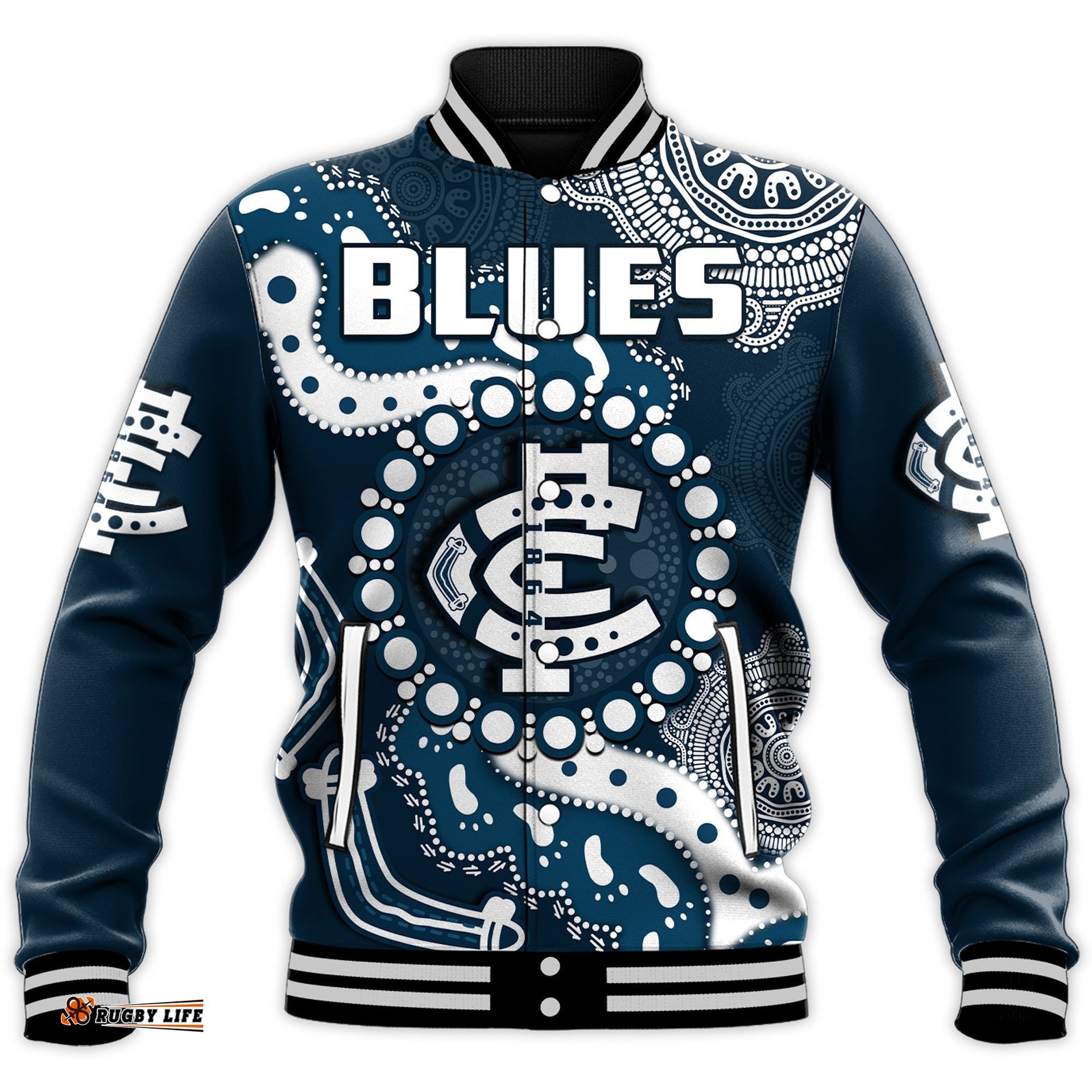 Carlton Football Baseball Jacket Blues 1864 Boomerang Indigenous Artsy