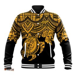 Custom Australia Matildas Baseball Jacket Hibiscus and Turtle With Polynesian Pattern