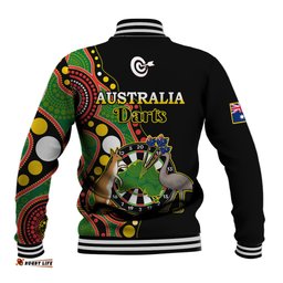 Australia Darts Indigenous Art Mix Kangaroo And Emu Baseball Jacket