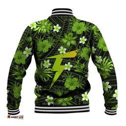 Australian Thunder Cricket Baseball Jacket Baeuty Pacific Hibiscus and Polynesian Pattern