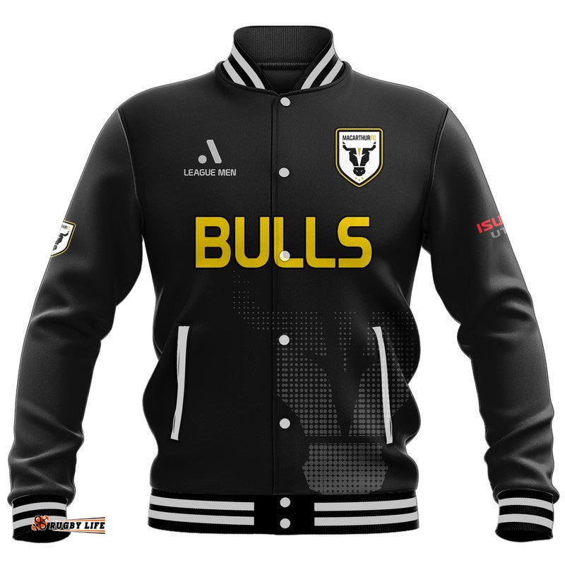 Macarthur Soccer Baseball Jacket Bulls Black and Gold