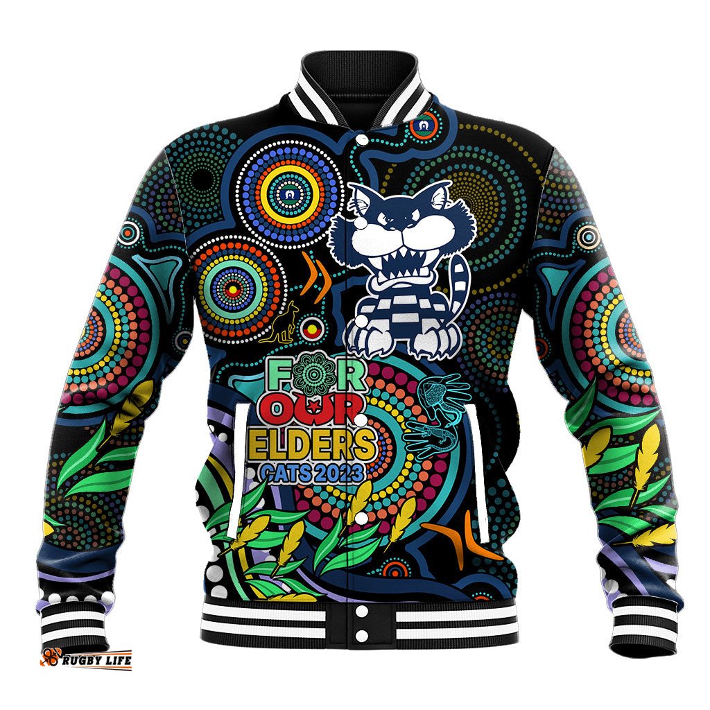 Cats Football Aboriginal Art Baseball Jacket NAIDOC Indigenous Tribal