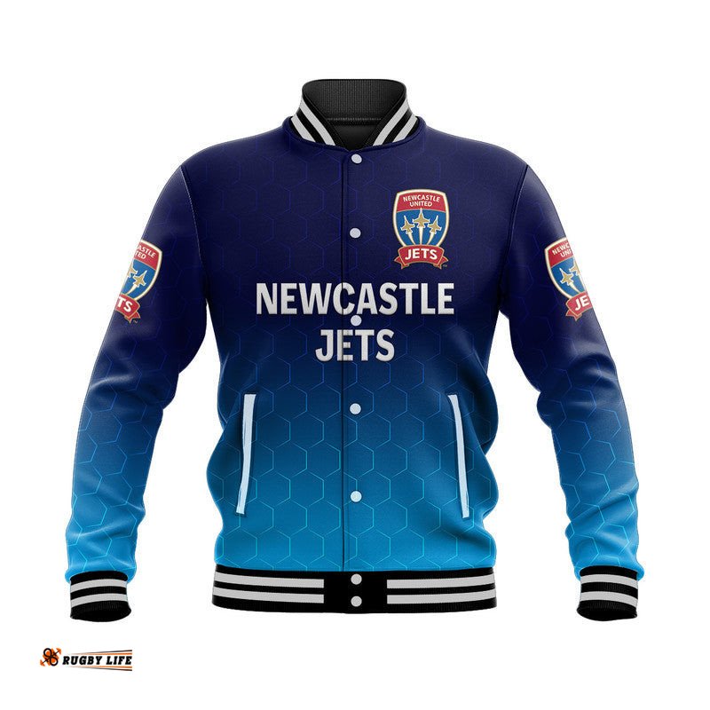 Custom Personalised Newcastle Jets Baseball Jacket Soccer Club Original Style - White