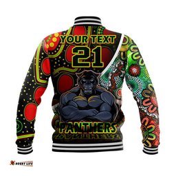 Custom Personalised Penrith Panthers Baseball Jacket Strong Panthers Legend With Special Aboriginal Style