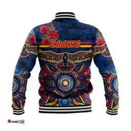 Adelaide Crows ANZAC Baseball Jacket Indigenous Vibes - Navy Blue