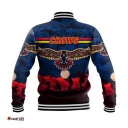 Adelaide Crows ANZAC Baseball Jacket Simple Style - Navy Blue