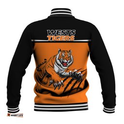 Wests Tigers Rugby Baseball Jacket Orange Simple Style