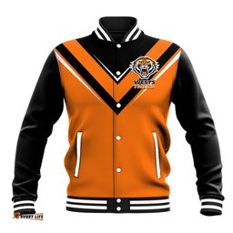 Wests Tigers Rugby Baseball Jacket Orange Simple Style
