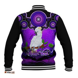 Personalised Australia Libra Cockatoo Zodiac Baseball Jacket Auz Astrology Aboriginal - Purple