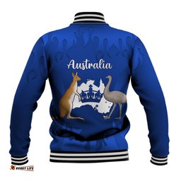 Australia King Birthday Baseball Jacket Australian Map With Crown Blue Version