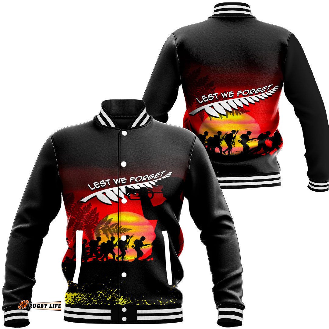 Vibe Hoodie Clothing - Anzac Lest We Forget Sun Baseball Jacket