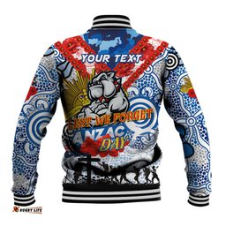 Personalised Bulldogs ANZAC Day Baseball Jacket Aboriginal Rising Sun DT02