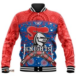 Knights Rugby Baseball Jacket Novocastrians Boomerang Indigenous Dots