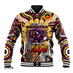 Custom NAIDOC Week 2024 Broncos Baseball Jacket Mascot Rugby DT02