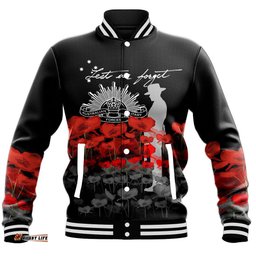 Vibe Hoodie Clothing - Custom Australian Military Forces Anzac Day Lest We Forget Baseball Jacket
