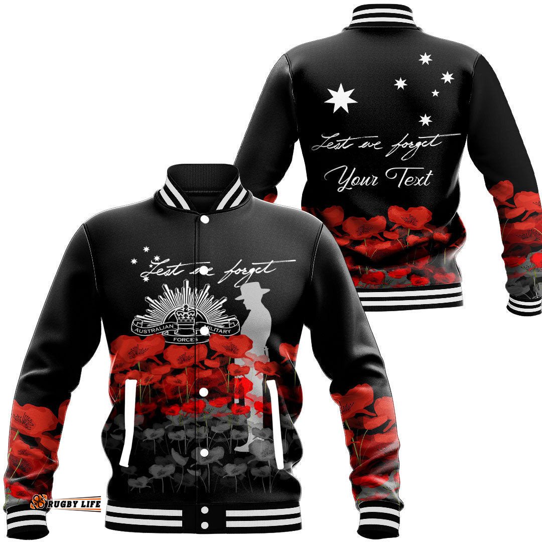 Vibe Hoodie Clothing - Custom Australian Military Forces Anzac Day Lest We Forget Baseball Jacket